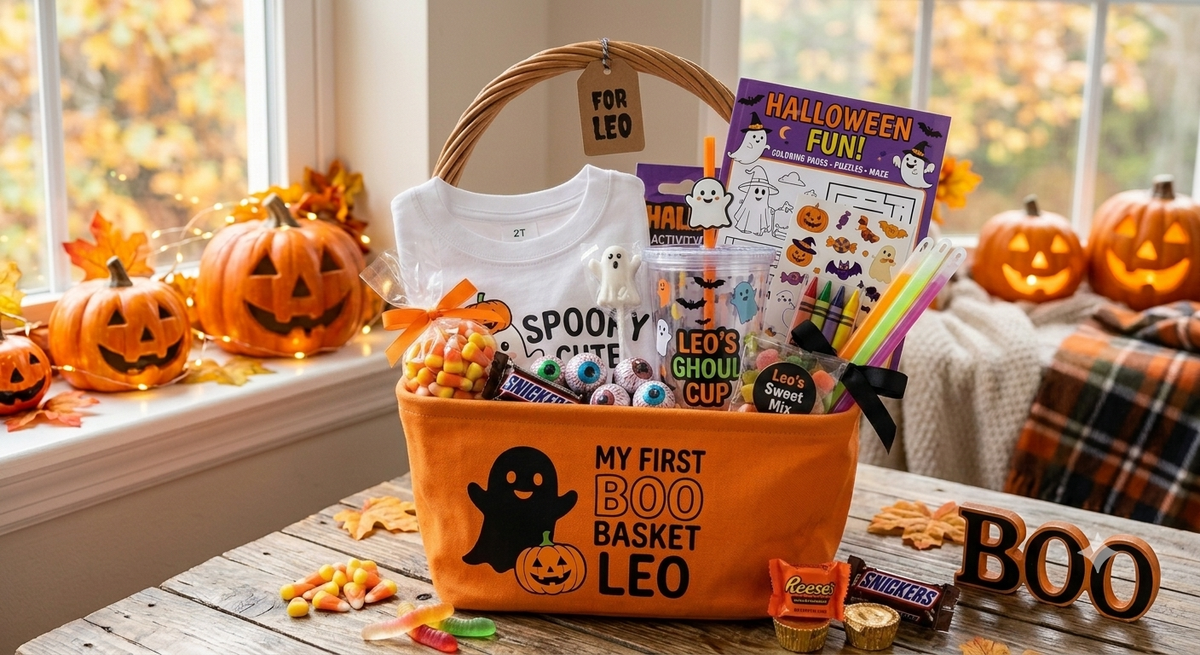 Kids halloween boo basket